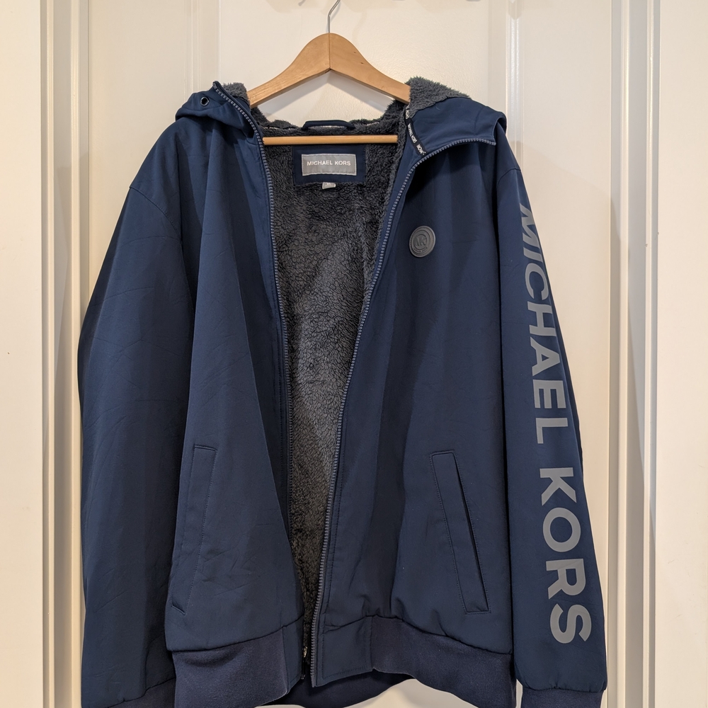 Michael Kors Unisex Sherpa-Lined Navy Jacket